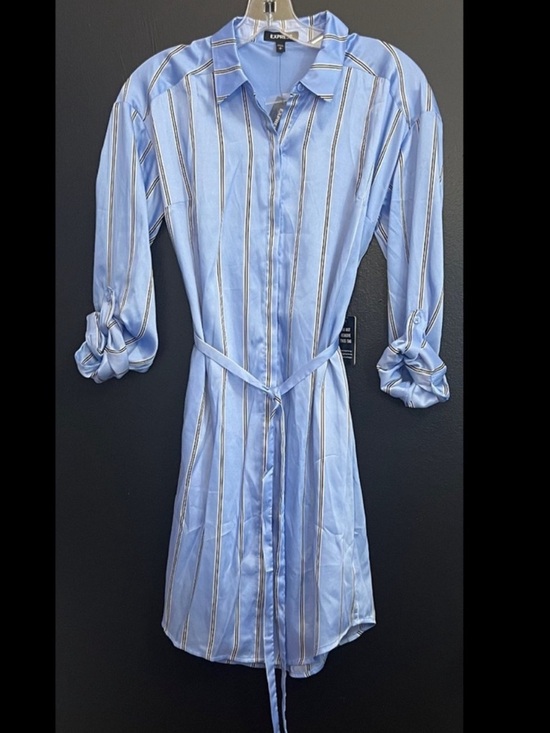 Express Dresses & Skirts - Express Blue and Cream Striped Shirt Dress